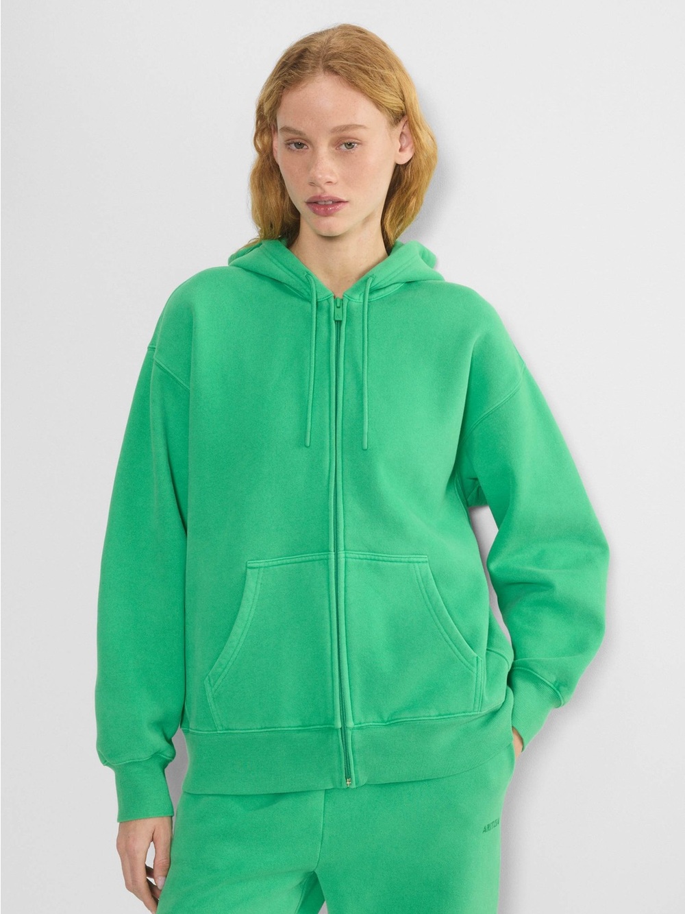 Aritzia Tna cozy boyfriend zip up hoodie in faded court green - XL - Picture 1 of 7